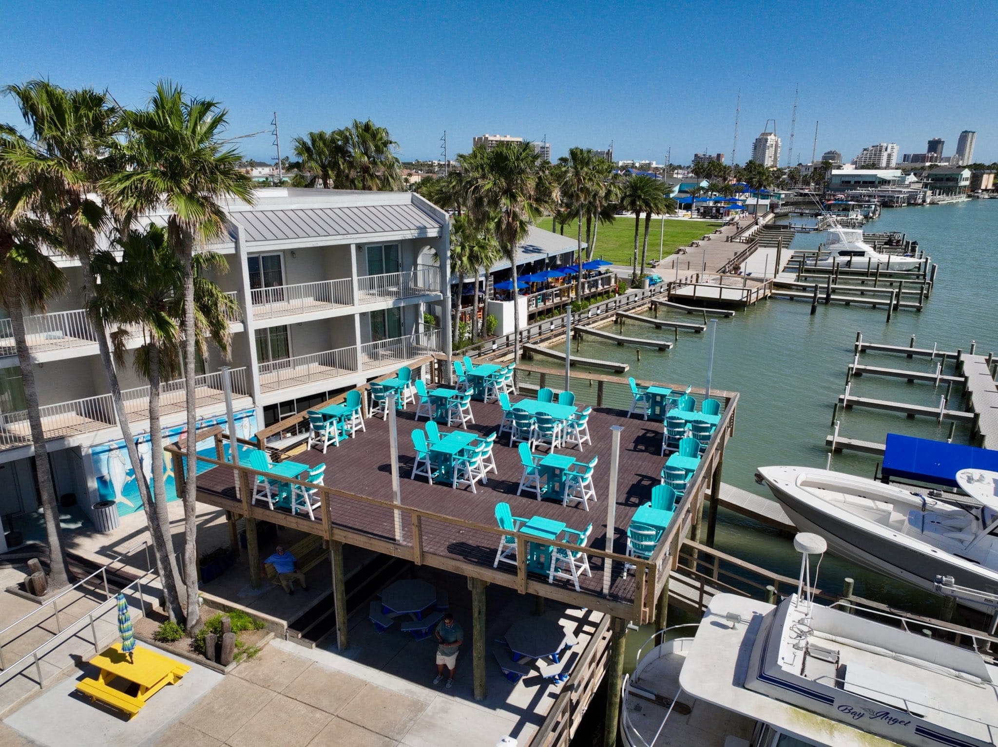 Overhead balcony view at Jim's Pier